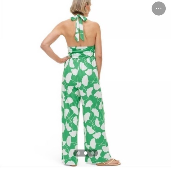 Diane Von Furstenberg X Target Ginkgo Green Halter Wide Leg Jumpsuit SMALL NWT - Picture 3 of 3